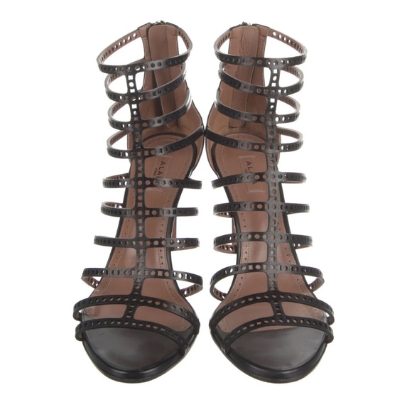 Alaïa Leather Gladiator Sandals Heels - Picture 3 of 8